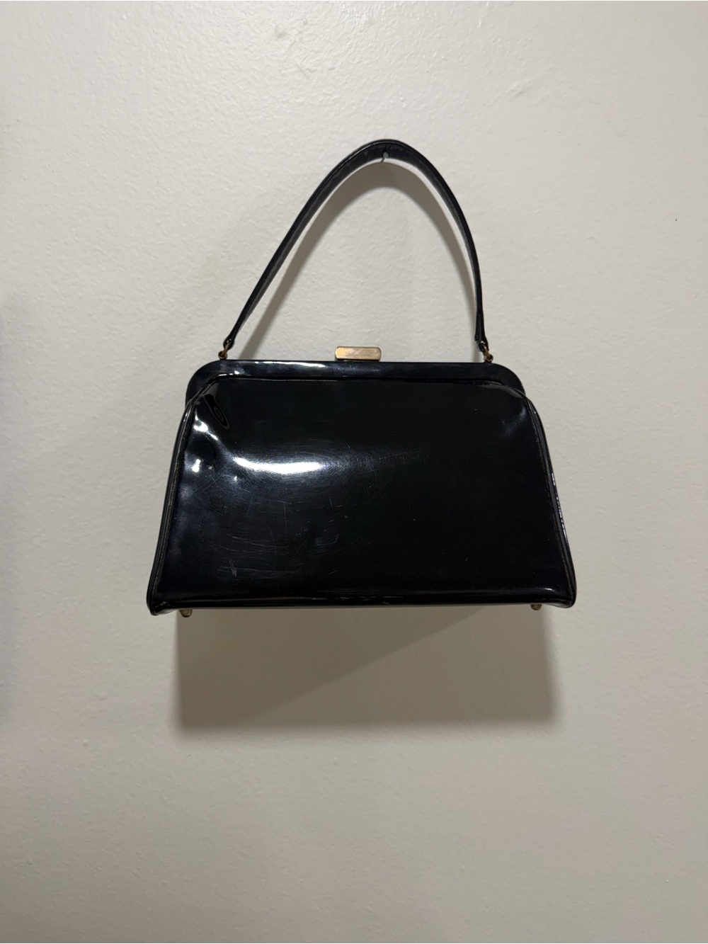 Vintage 1960s MM Morris Moskowitz Black Vinyl Purse